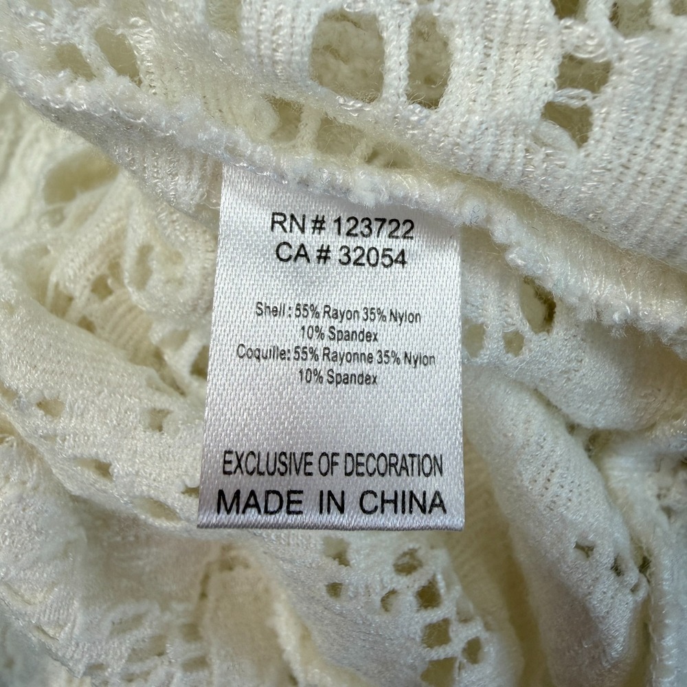 One September Anthropologie Sheer Lace Top S Ivory Stretch Boho Cottage Fairy - Picture 7 of 8